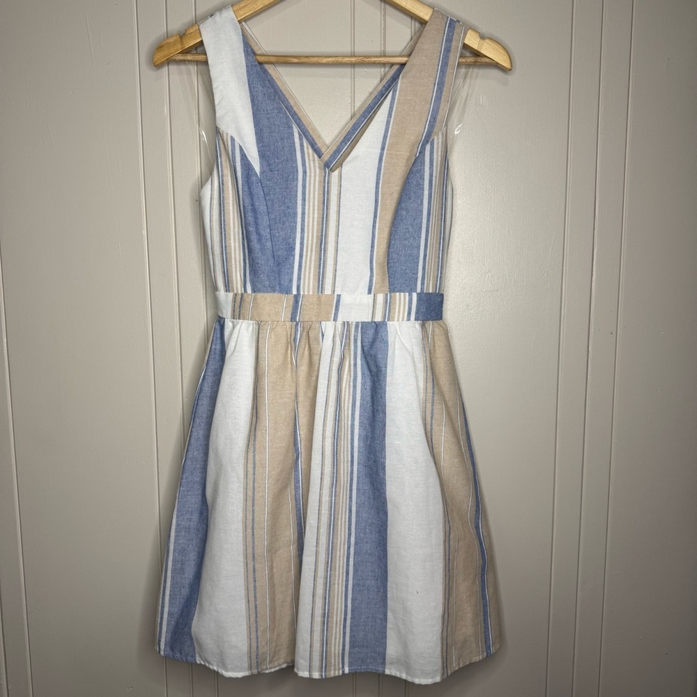 Altar'd State Blue and Tan Striped Mini Dress